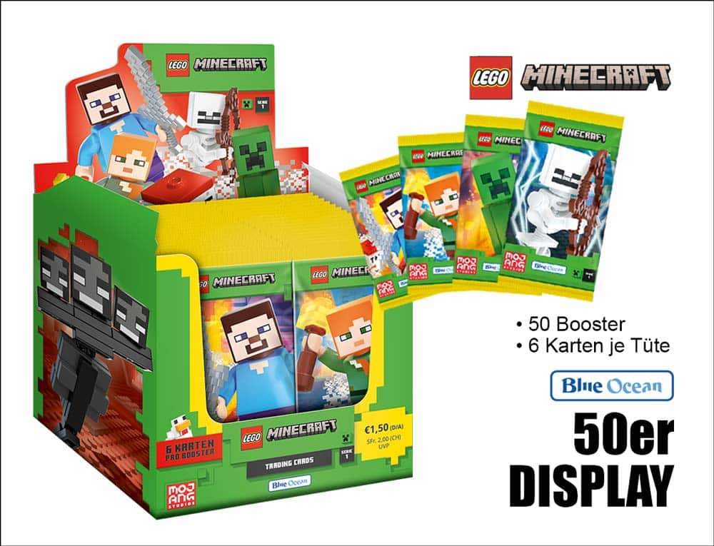 LEGO Minecraft Trading Cards Serie 1 – Display om 50 paket (tysk utgåva)