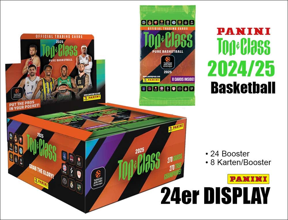 Panini EuroLeague Basketball 2024/2025 Top Class – Display om 24 paket