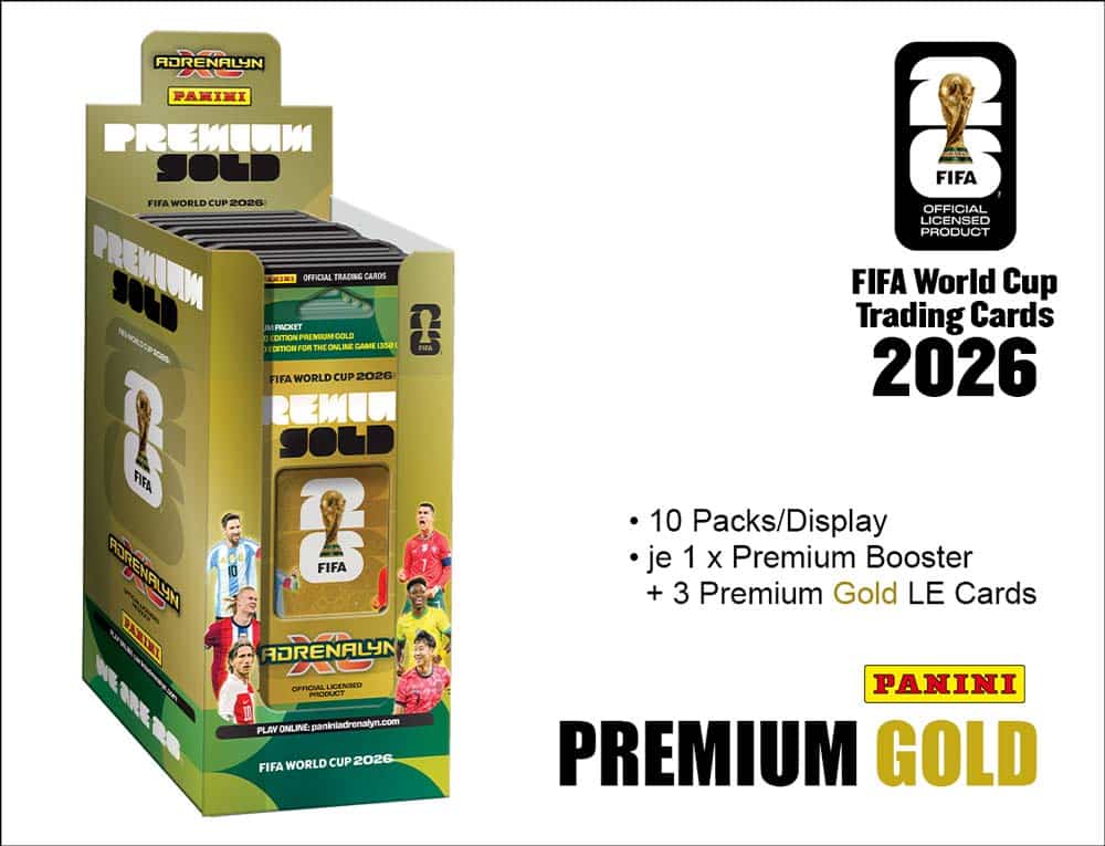 Panini FIFA World Cup 2026 Adrenalyn XL – Premium Gold-display med 10 paket