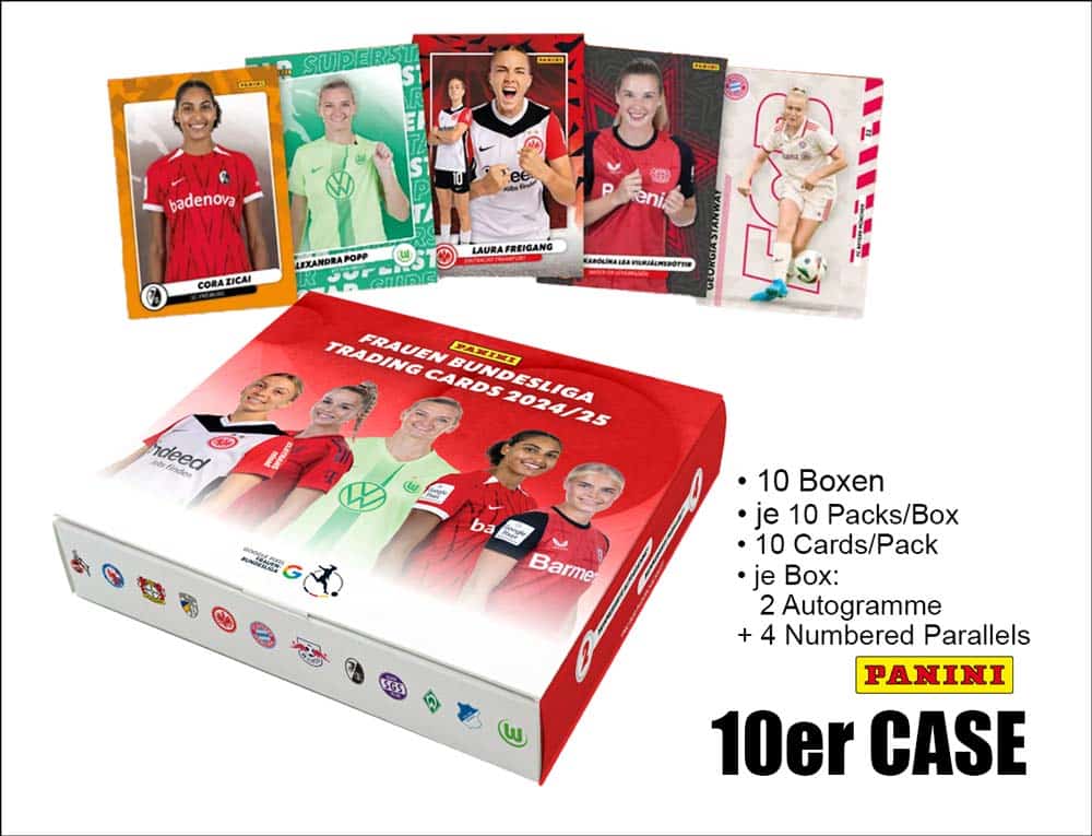 Panini Frauen Bundesliga 2024/25 Premium Box – hel förpackning (10 lådor)