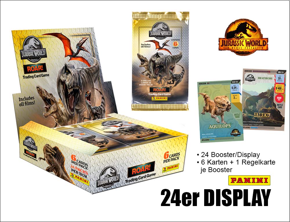 Panini Jurassic World Roar! Trading Cards – Display med 24 paket