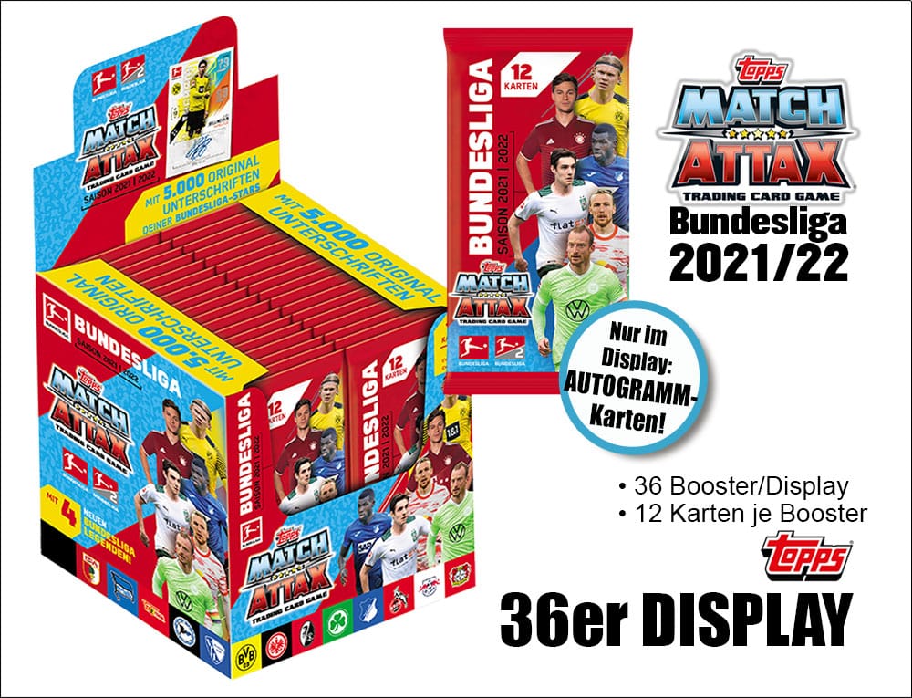 Topps Match Attax Bundesliga 2021/2022 – Display om 36 paket (tysk utgåva)