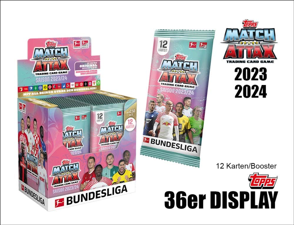 Topps Match Attax Bundesliga 2023/2024 – Display med 36 paket (tyska)