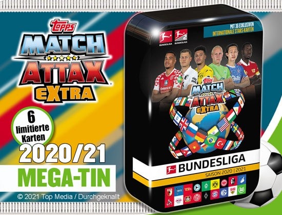 Topps Match Attax Extra Bundesliga 2020/21 Mega Tin – Display (12 burkar)