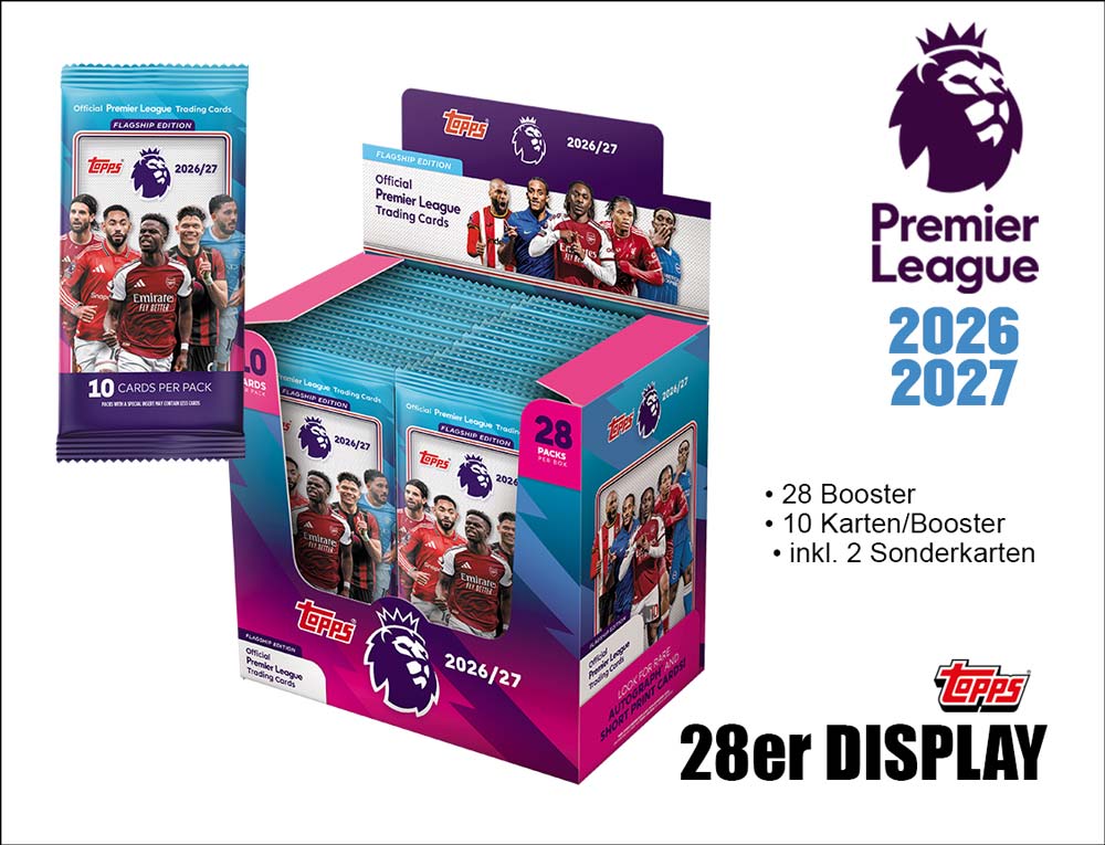 Topps Premier League Trading Cards 2026/27 – Display med 28 paket