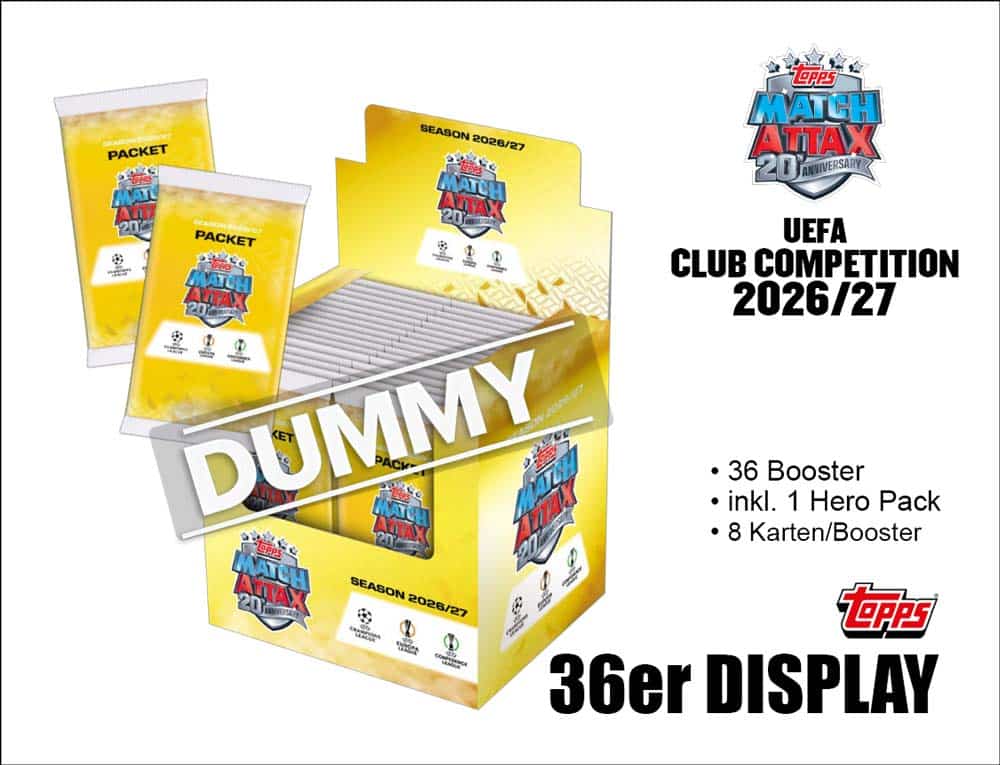 Topps UEFA Champions League Match Attax 2026/27 – Display med 36 boosterpaket