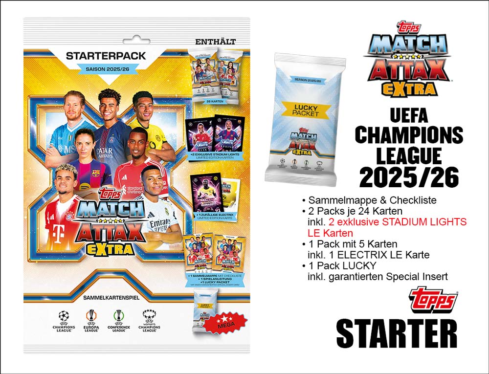 Topps UEFA Champions League Match Attax EXTRA 2025/2026 – Starter Pack